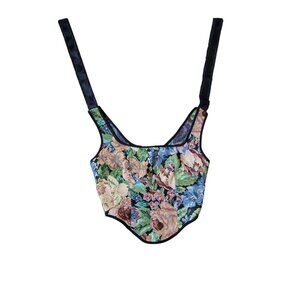 NWOT SHEIN Women's Size L Floral Artsy Bow Bohemian Crop Top Summer y2k